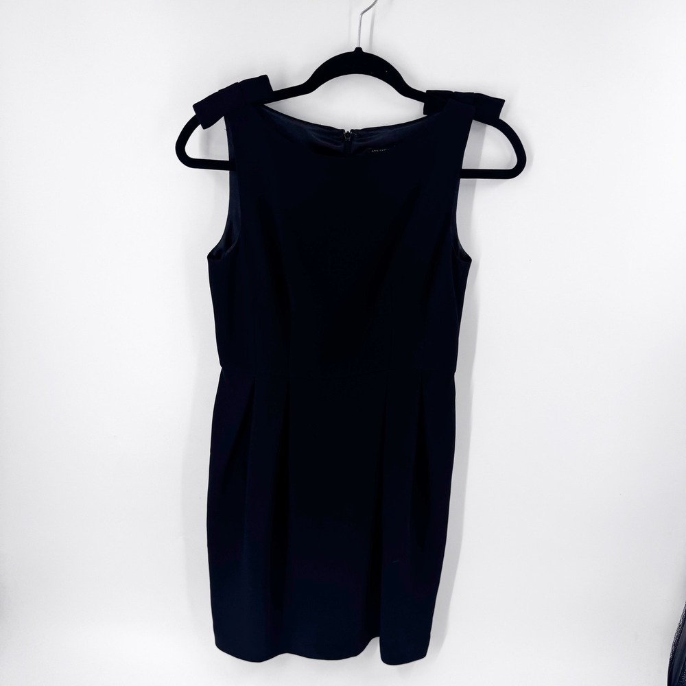 Ann Taylor Petite‎ Black Sleeveless Bow Shoulder Sheath Dress Size 2P
